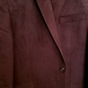 CHAPS Mens Size 46L Brown Suede Blazer, 2 button single breast